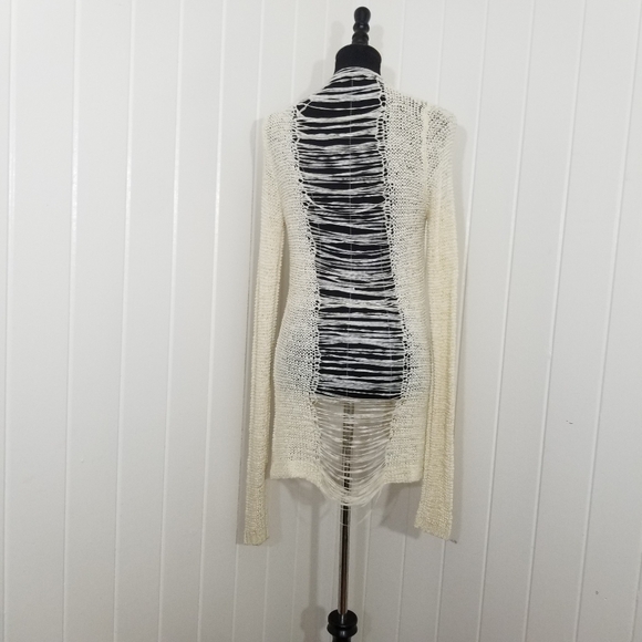 Daytrip Women's Size Small Ivory Open Weave Ladder Back Cardigan Mid Length - Picture 6 of 15
